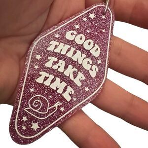 Purple Glitter Resin Motel Keychain